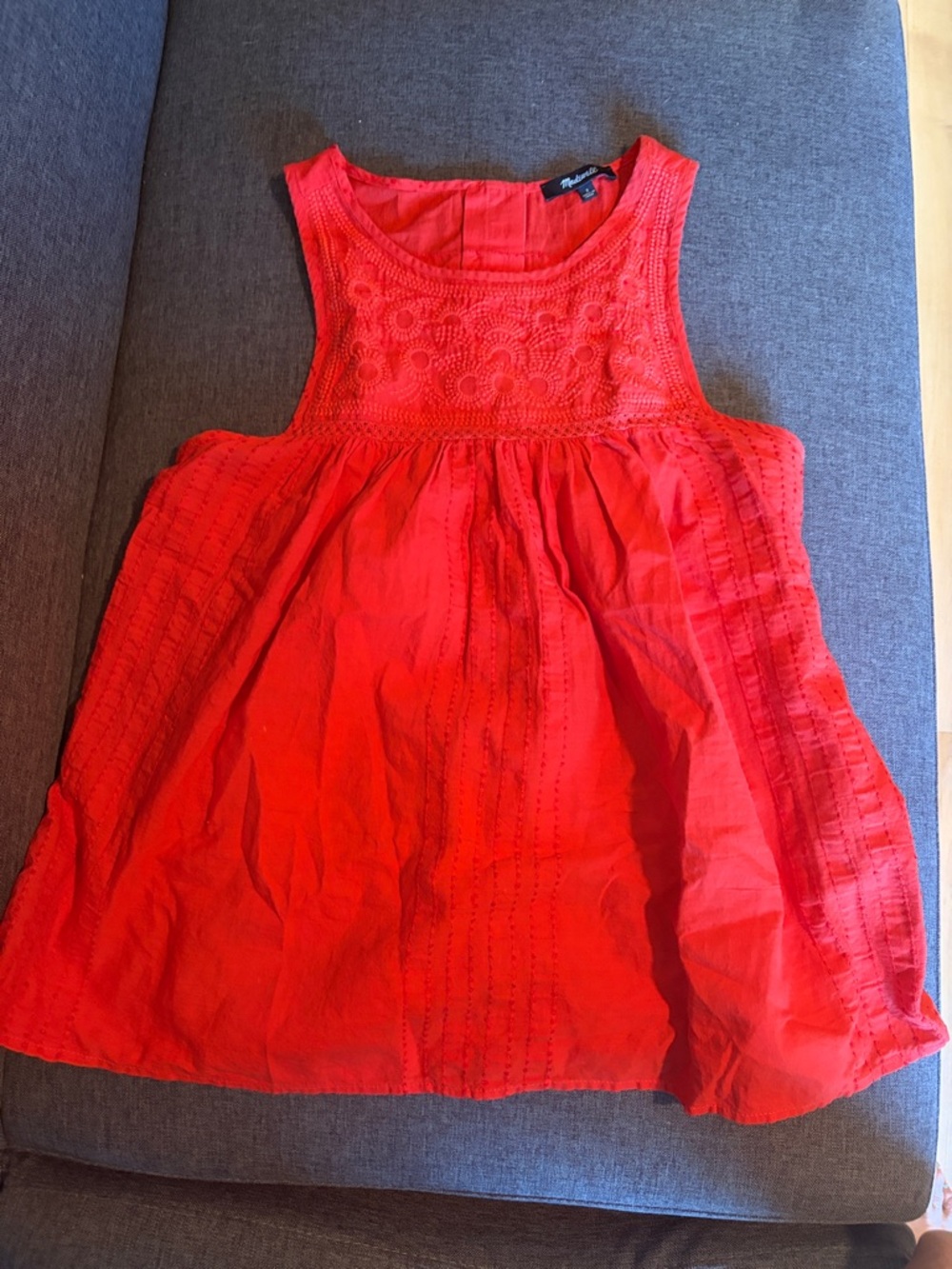 Madewell Red Eyelet Sleeveless Top